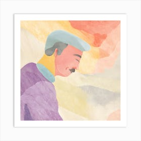 Watercolor Portrait of Man Art Print