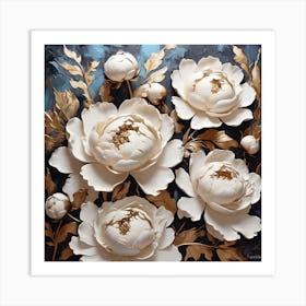 Pattern with White Peony flowers Art Print