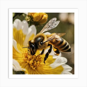 Bee On A Flower 2 Art Print