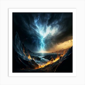 Impressive Lightning Strikes In A Strong Storm 23 Art Print