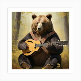 Mandolin Bear Art Print Art Print