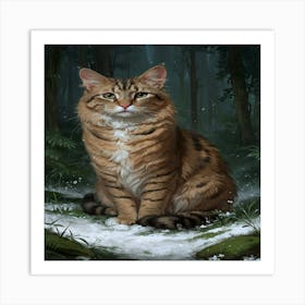 Cat In The Snow 1 Art Print