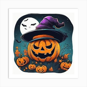 Halloween Pumpkin with hat 2 Art Print