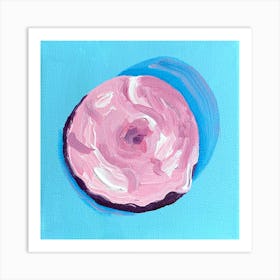 Pink Frosted Donut Square Art Print