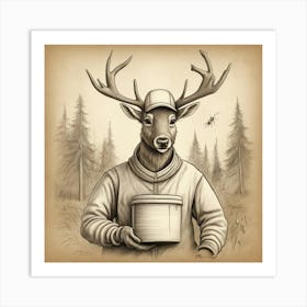 Deer In The Woods 48 Art Print