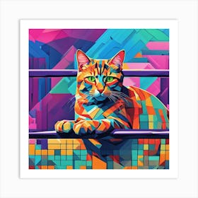 Cat On A Railing Art Print