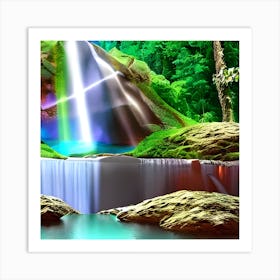 Waterfall In The Forest 4 Art Print