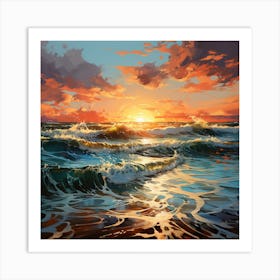 Sunset Over The Ocean Art Print