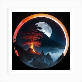 Full Moon With A Tree Art Print