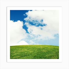 Green Field With Blue Sky And Clouds Art Print