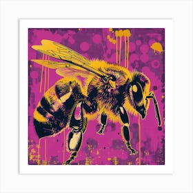 Bee on purple 1 Art Print