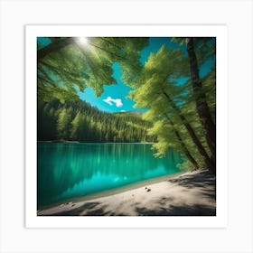 Lake In The Forest Art Print