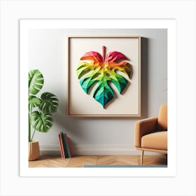 Geometric Art Large Monstera leaf 1 Art Print