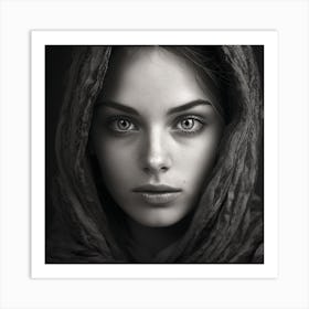 Black And White Portrait Of A Woman 2 Art Print