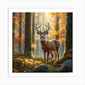 Deer In The Woods 58 Art Print