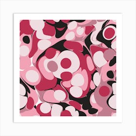 Pink And Black Abstract Marble Liquid Ink Drops Pattern Art Print