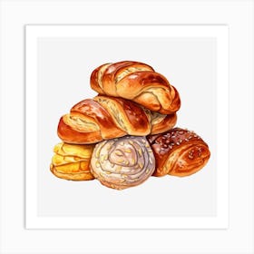 Buns And Croissants Art Print