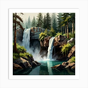 Waterfall In The Forest 2 Art Print