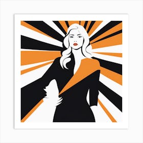 Woman In Black And Orange Art Print