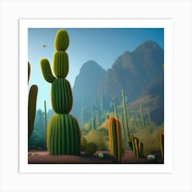 Cactus In The Desert Art Print