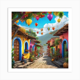 Colorful Mexican Village Art Print