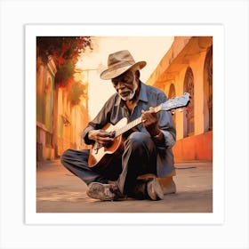 Old Man Playing Guitar 6 Art Print