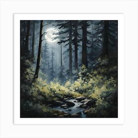 Full Moon In The Forest  Art Print