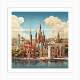 Cityscape Of Prague Art Print