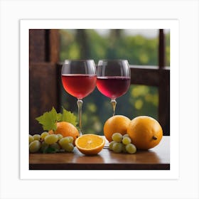 Wine And Grapes Art Print