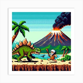 8-bit prehistoric landscape 3 Art Print