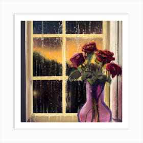 Window Flower Vase Art Print