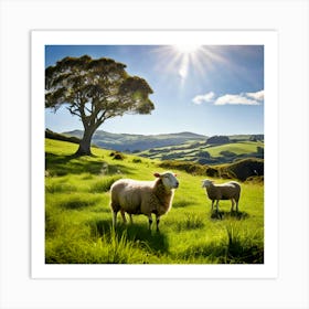 Grass Plant Day Scenic Tour Tourism Rural Green Farm Auckland Cute New Background Scener (9) Art Print