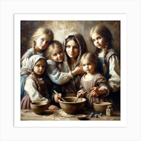 Mother And Daughters Art Print