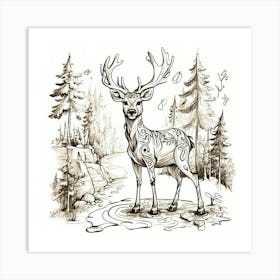 Deer In The Forest 29 Art Print