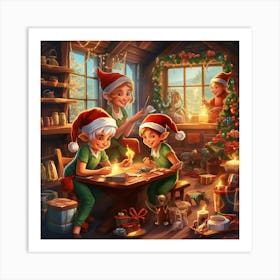 Christmas Elves 2 Art Print
