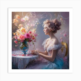 Profile Of Elegance Still Life With Flowers (1) Art Print