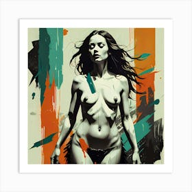 Resilience in Abstract: An Abstract Painting Of A Nude Woman Art Print