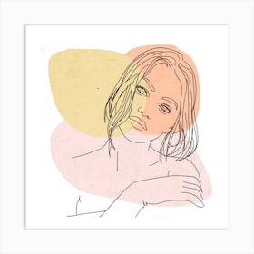 Portrait Of A Woman line art 2 Art Print