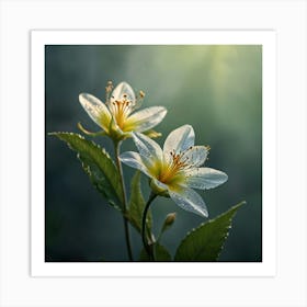 Two White Flowers Art Print