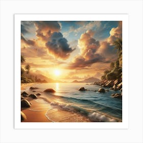 Sunset Beach Painting Art Print