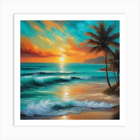 Sunset At The Beach 753 Art Print