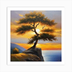 Lone Tree At Sunset 4 Art Print