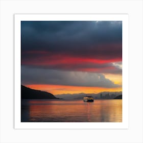 Sunset In Hong Kong Art Print