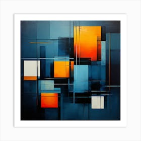 Abstract Painting, Produce A Monochromatic Abstract Artwork Overlapping Squares And Rectangles Art Print