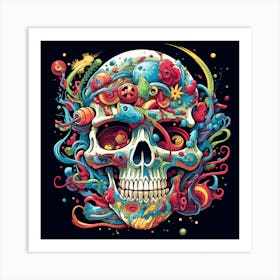 Skull Psychedelic Art Print