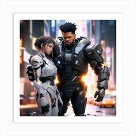 3d Dslr Photography The Weeknd Xo, Cyberpunk Art, By Krenz Cushart, Wears A Suit Of Power Armor 3 Art Print