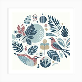 Scandinavian style, Tropical birds 1 Art Print