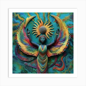 Portrait of angel, The Sun, Beautiful, artwork Print. "Happy To Be Alive" Art Print