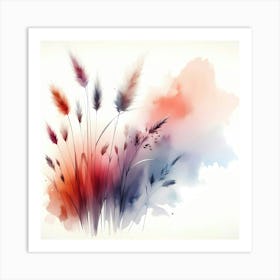 Watercolor Of Grasses Art Print