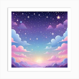 Sky With Twinkling Stars In Pastel Colors Square Composition 22 Art Print